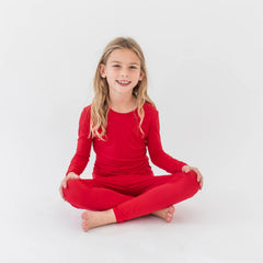 Long Sleeve Pajamas in Cardinal