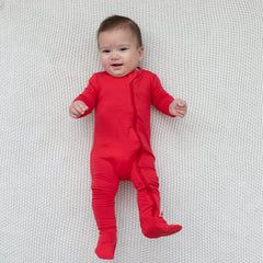 Zippered Footie in Cardinal